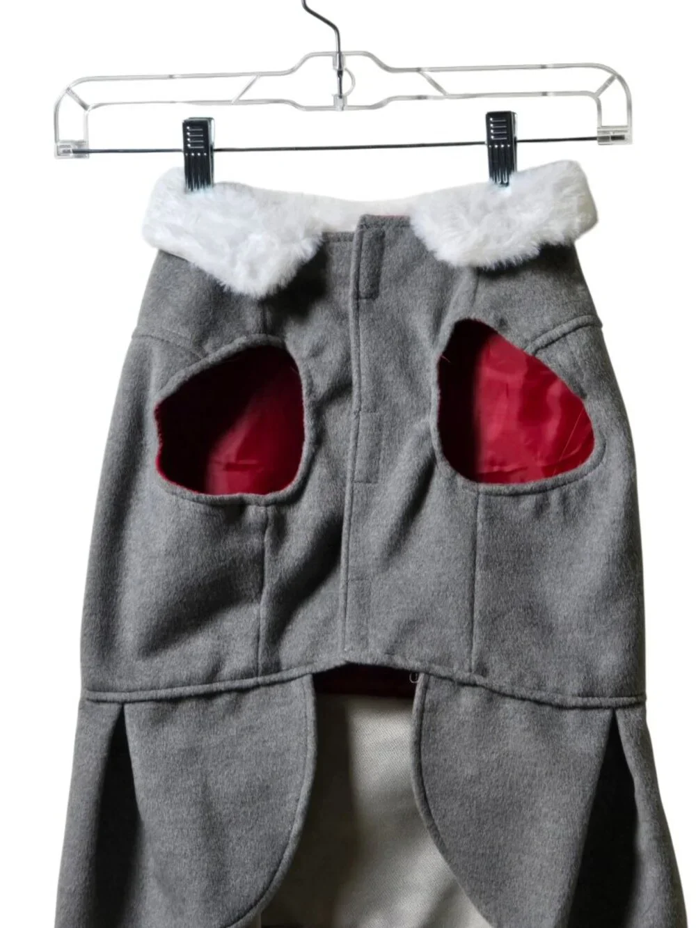 Top Paw Large Dog Dress Gray Fleece Faux Fur Winter Holiday Outfit NWT